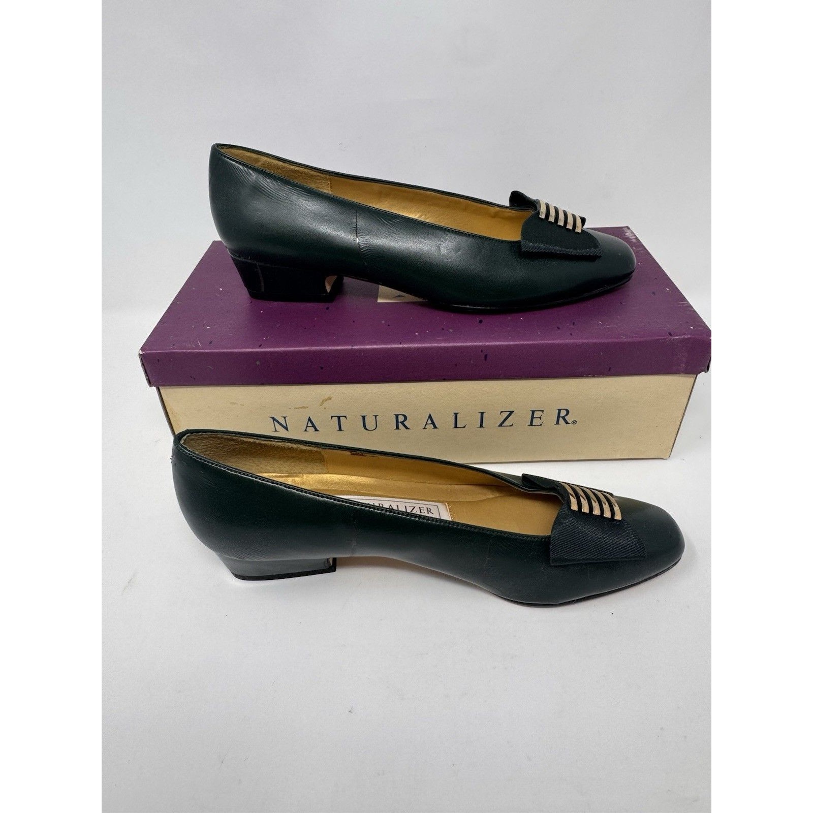 Vintage 1980s Naturalizer Dream Dark Green Leather Pumps Women’s Size 5.5m Nos